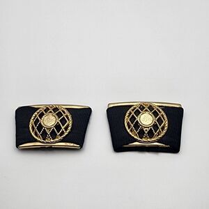 Vintage Navy Blue & Gold Tone Shoe Clips
